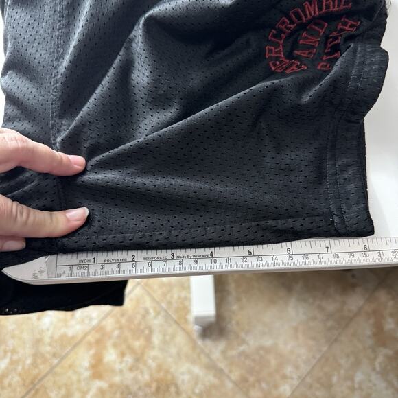 Abercrombie & Fitch Mens Spell Out Mesh Shorts Sz S Black Lined Pockets Y2K 90s - Picture 10 of 10